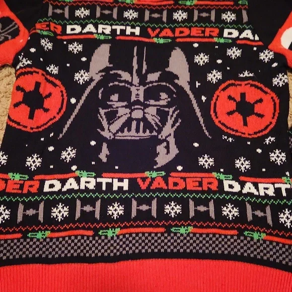 Star Wars Darth Vader Men's Winter Christmas Sweater - Black and Red - Picture 5 of 6